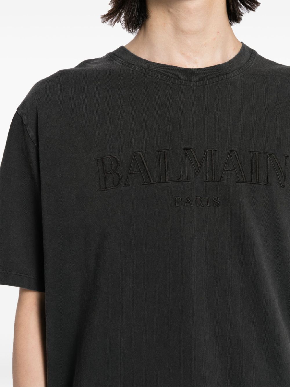 Shop Balmain Vintage -embroidered T-shirt In Grey