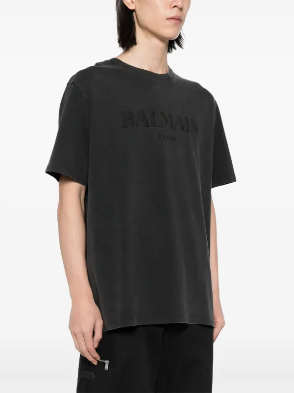 Balmain Vintage Balmain-embroidered T-shirt | Grey | FARFETCH JO