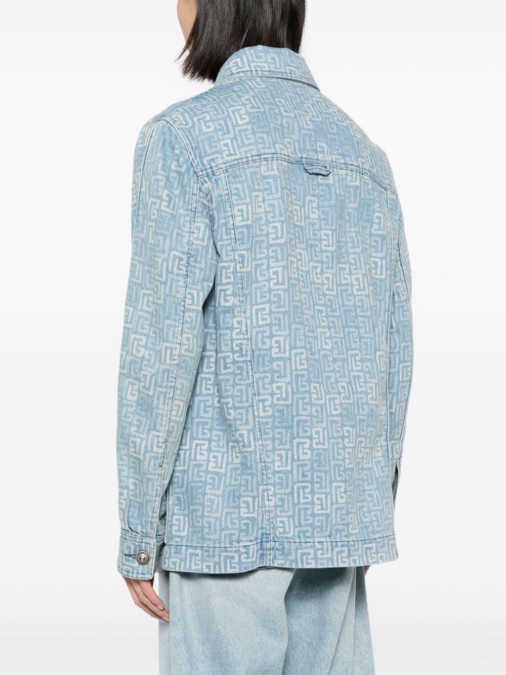 Shop Balmain Denim Jacket In Blue