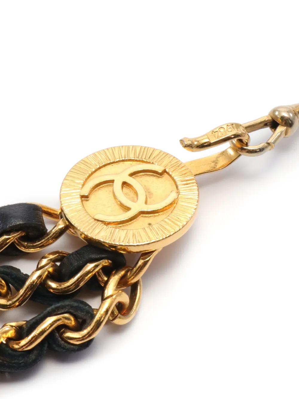 CHANEL Pre-Owned 1986-1988 riem met CC-medaillon - Zwart