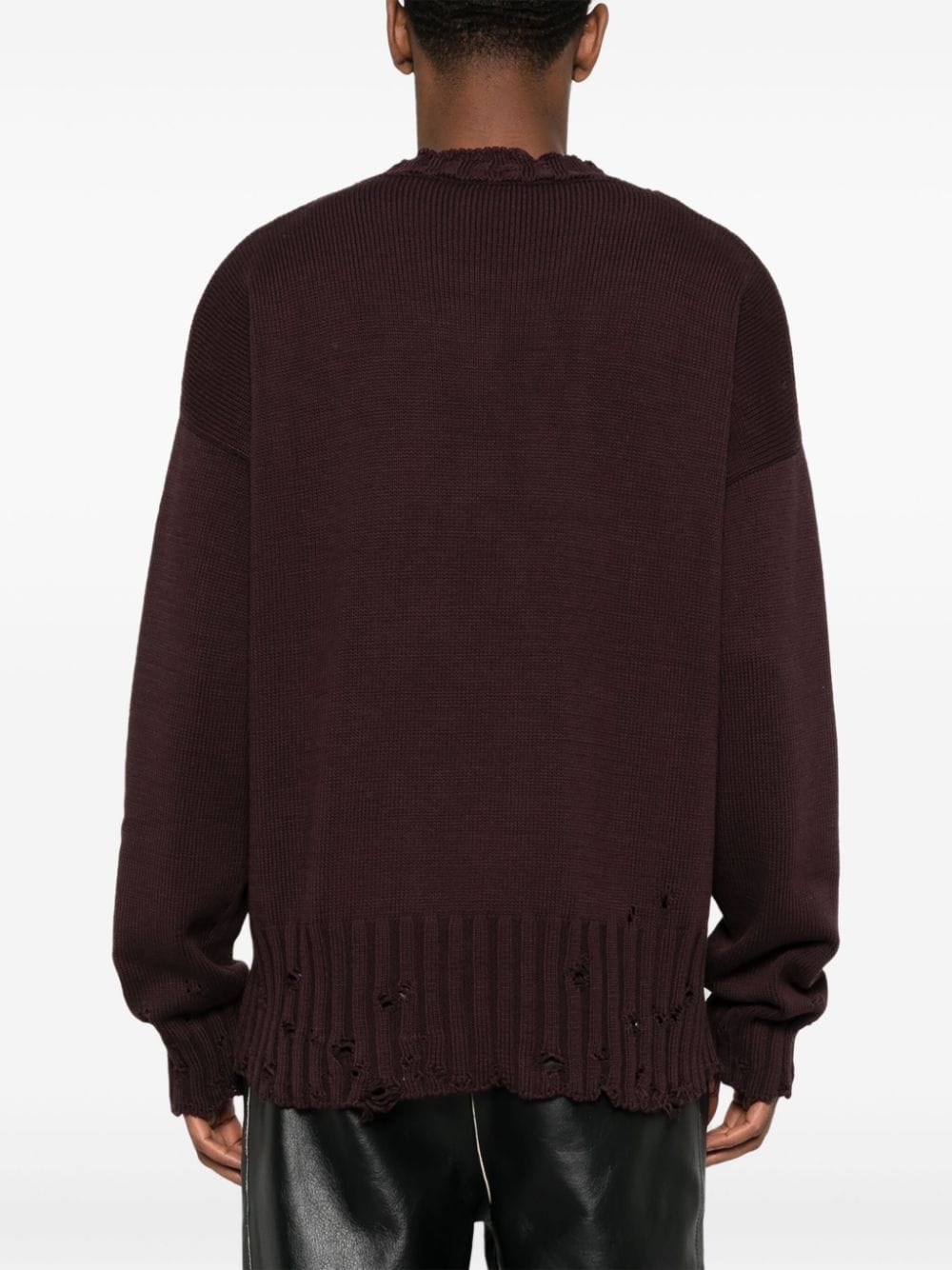 Shop Marni Distressed Cotton Jumper In Purple