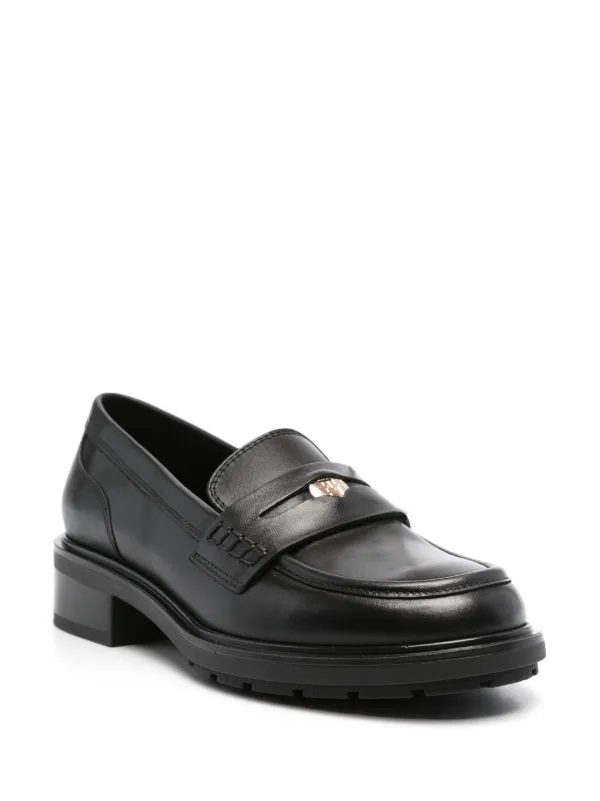 Tommy Hilfiger Penny slot Leather Loafers Black