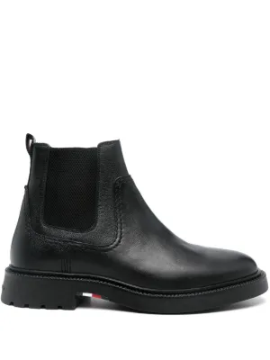 Tommy Hilfiger monogram-plaque Leather Ankle Boots | Black  display picture 1