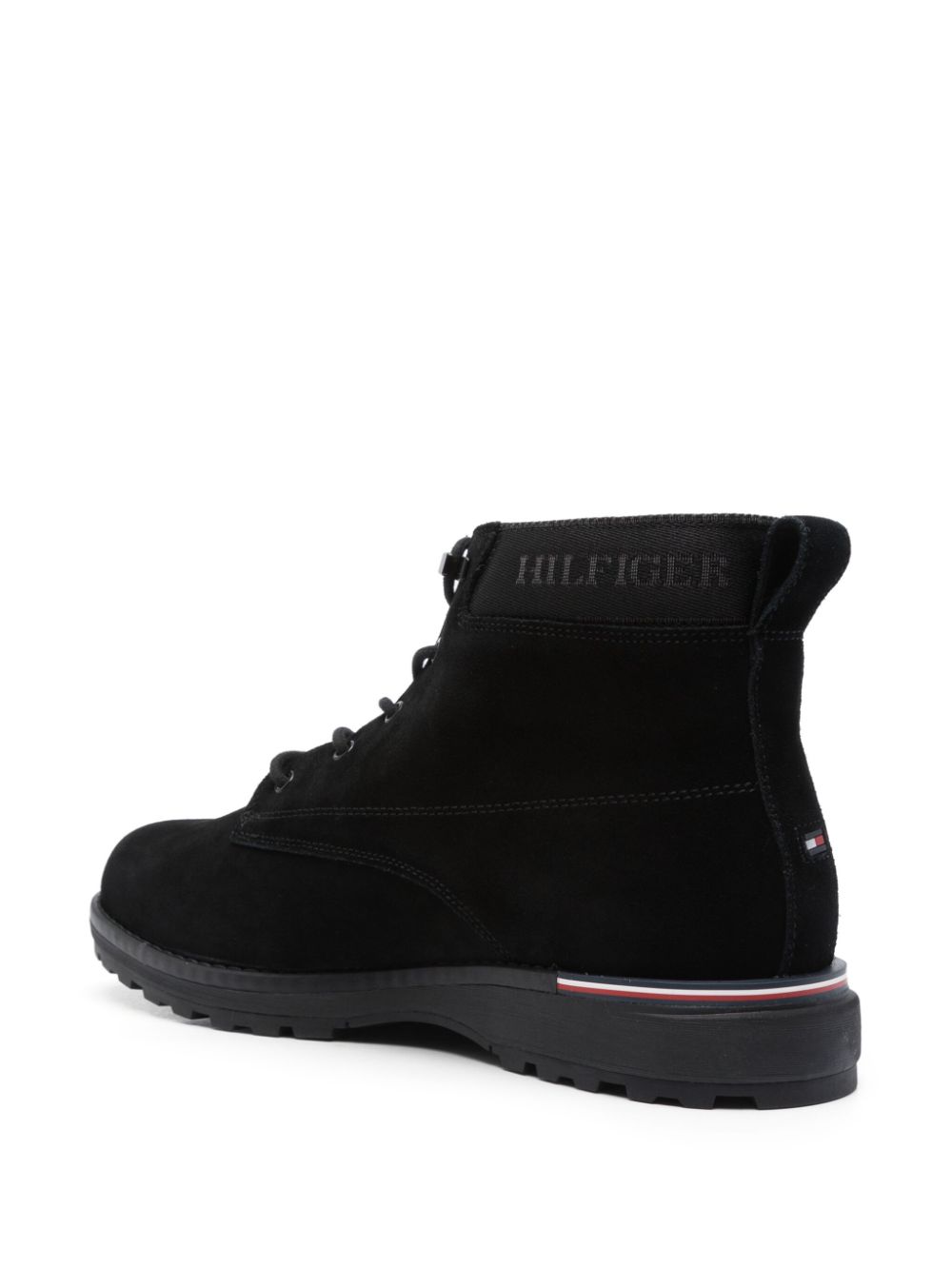 Tommy Hilfiger logo-jacquard suede boots Zwart