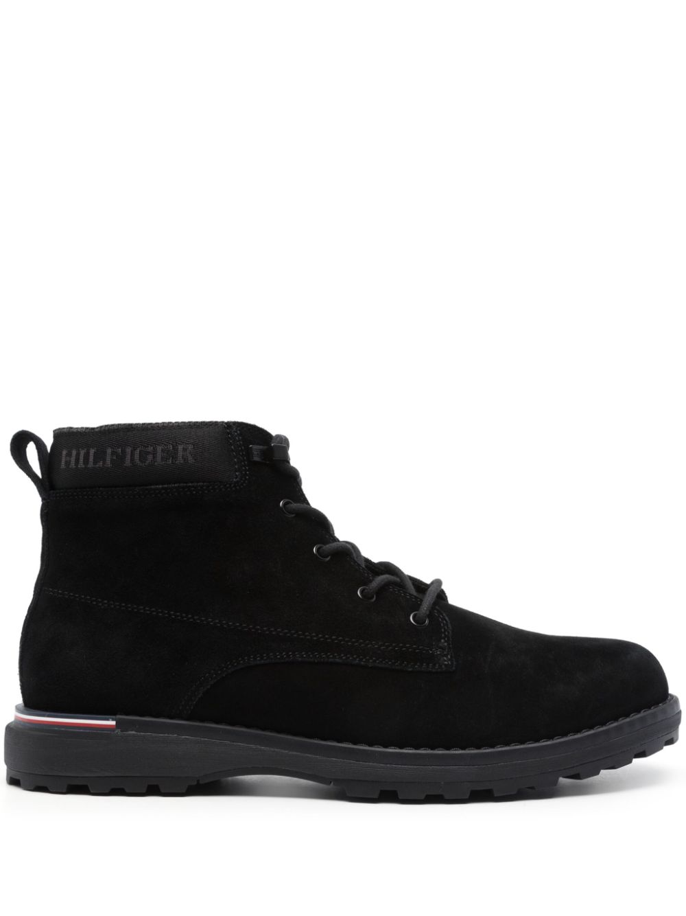 Tommy Hilfiger logo-jacquard suede boots Zwart