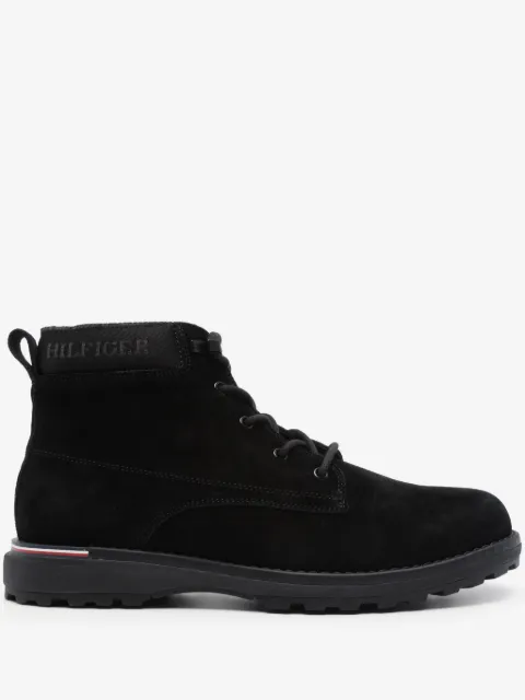 Tommy Hilfiger logo-jacquard suede boots