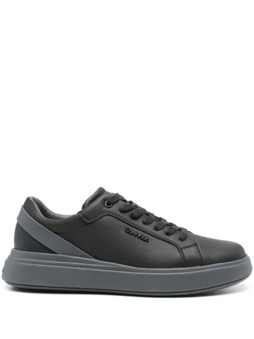 Baskets en cuir à plaque logo - Calvin Klein - Modalova