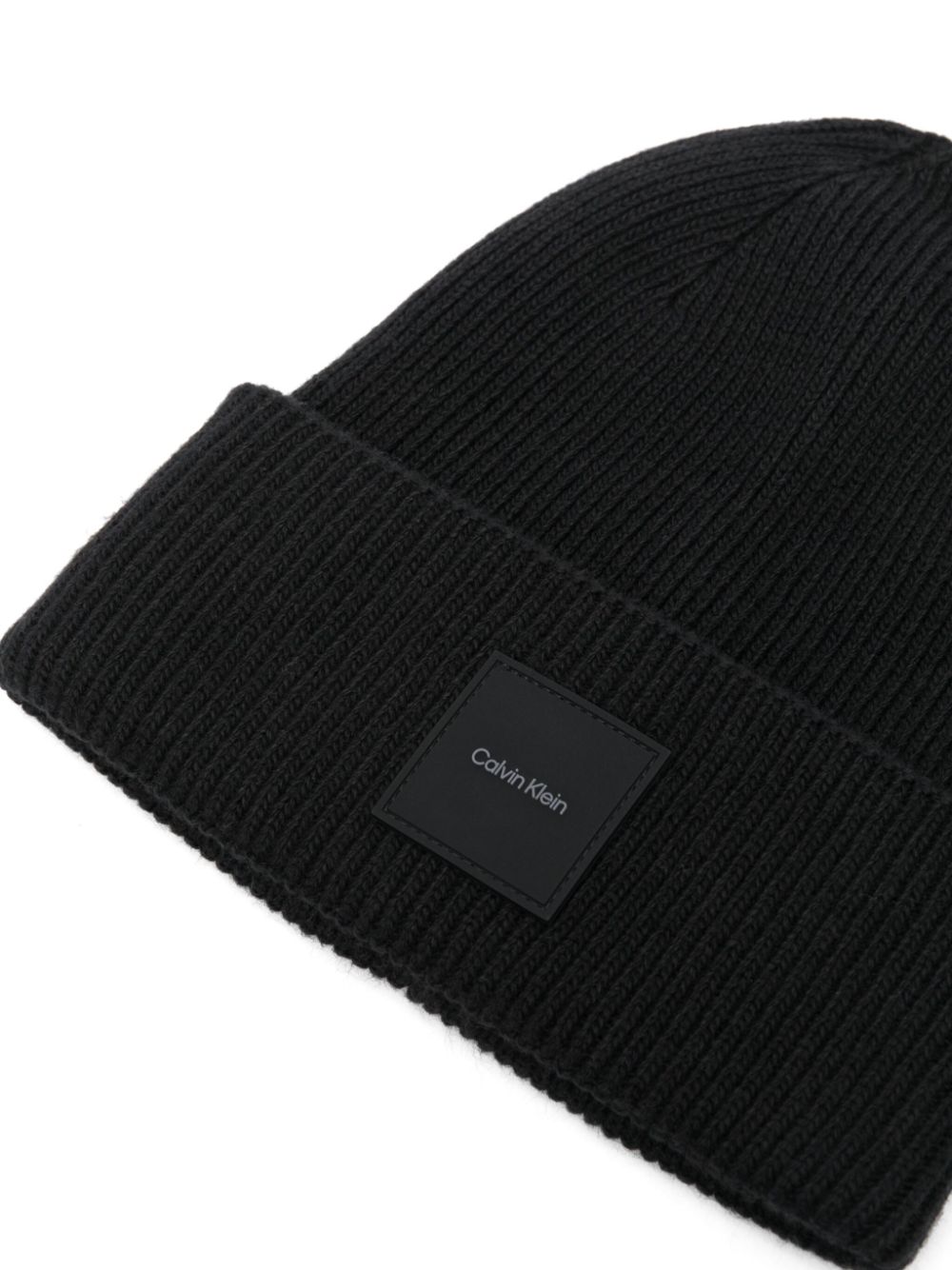 Calvin Klein ribbed beanie - Zwart