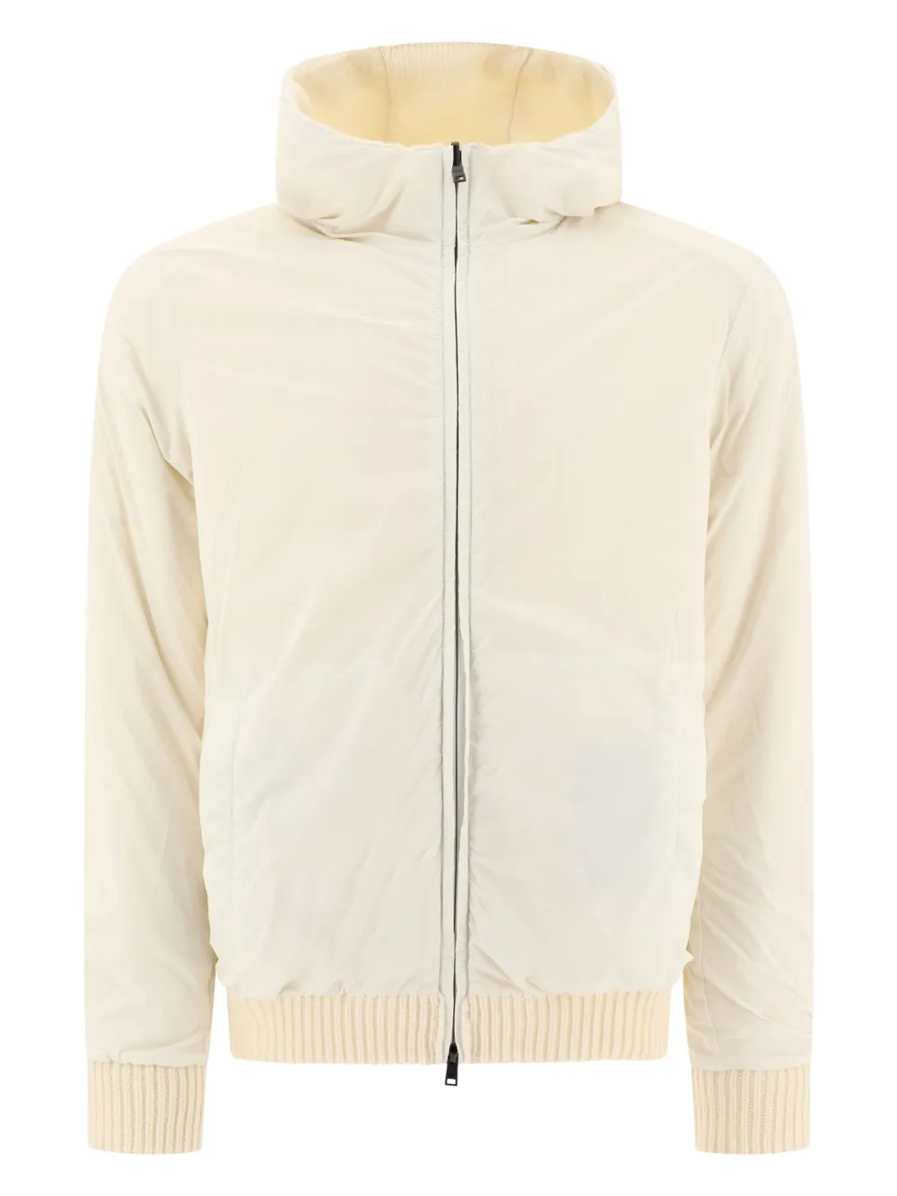  Herno Fisherman's-knit Hooded Jacket - White 