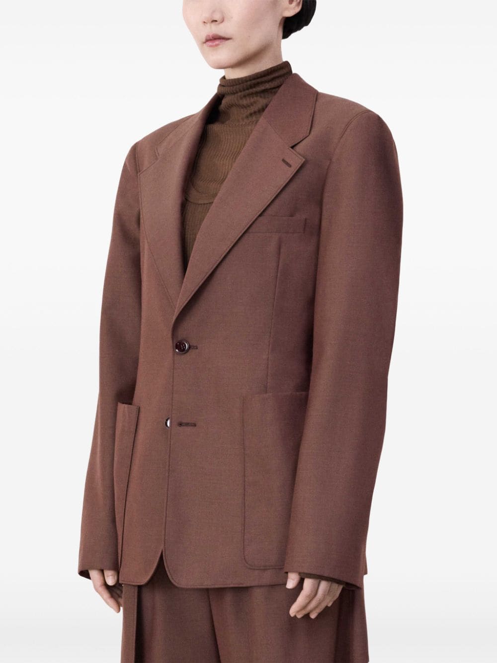 Shop Lemaire Single-breasted Blazer In Brown