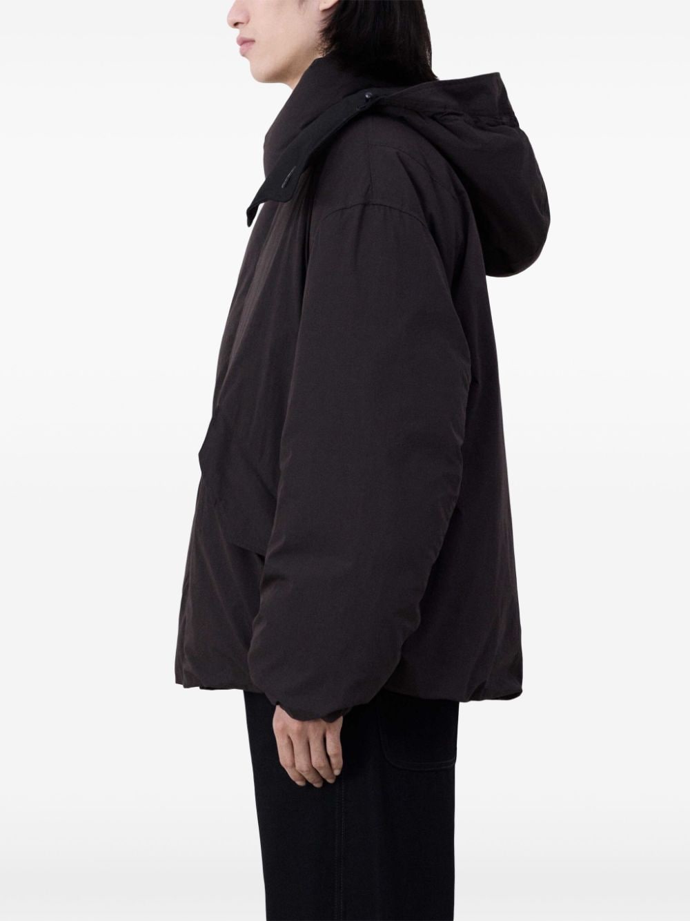 Shop Lemaire Hooded Puffer Jacket In Brown