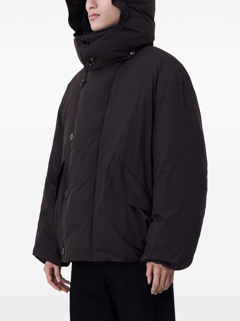 Shop Lemaire Hooded Puffer Jacket In Brown