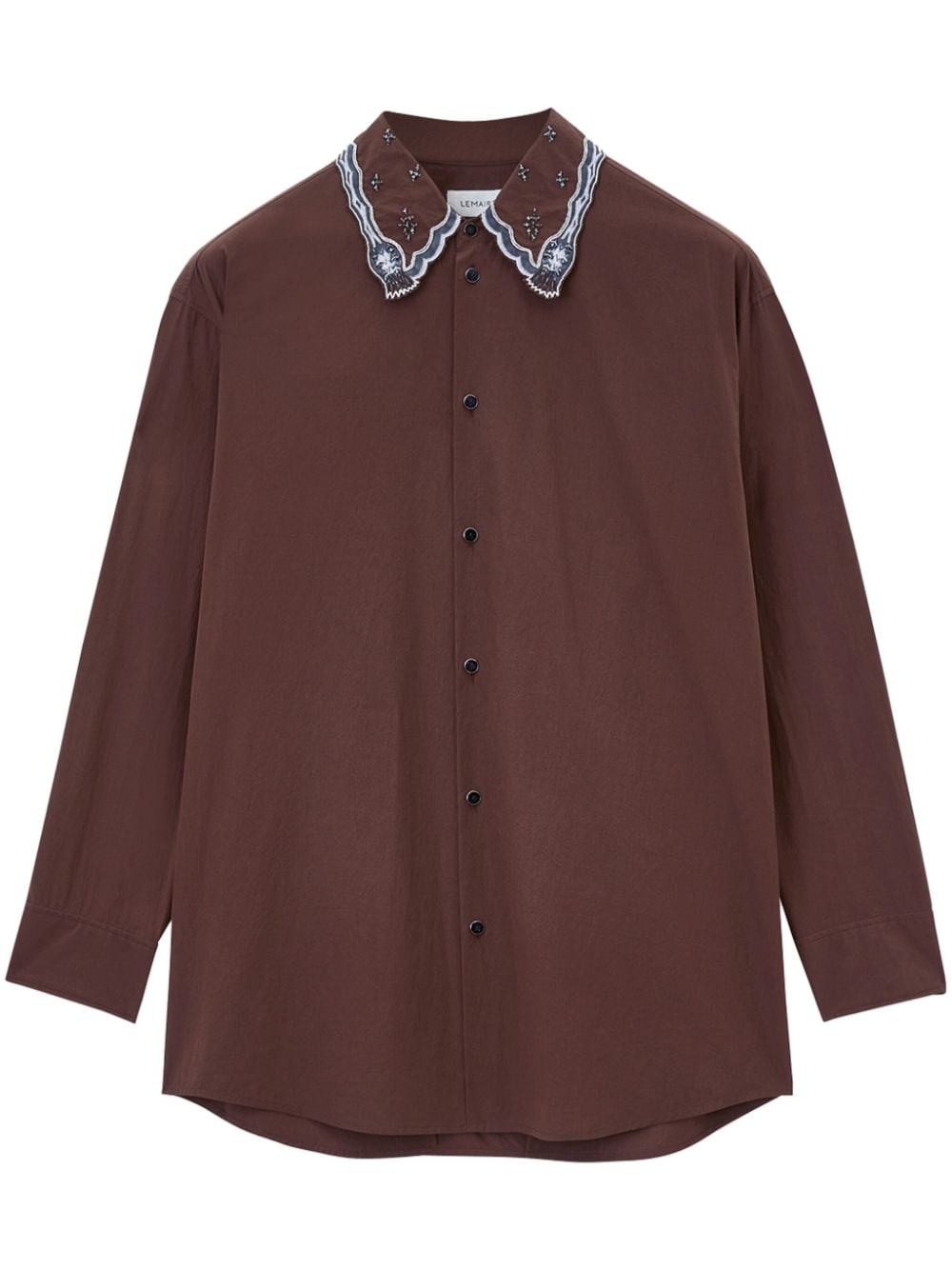 LEMAIRE embroidered collar shirt - Brown