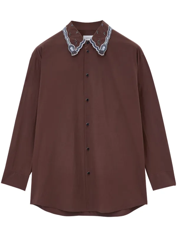LEMAIRE エンブロイダリーカラー シャツ | ブラウン | FARFETCH JP