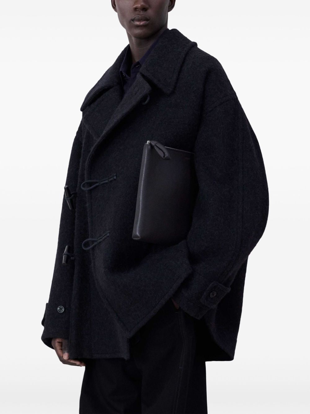 Shop Lemaire Belted Felted Duffle Jacket In Schwarz