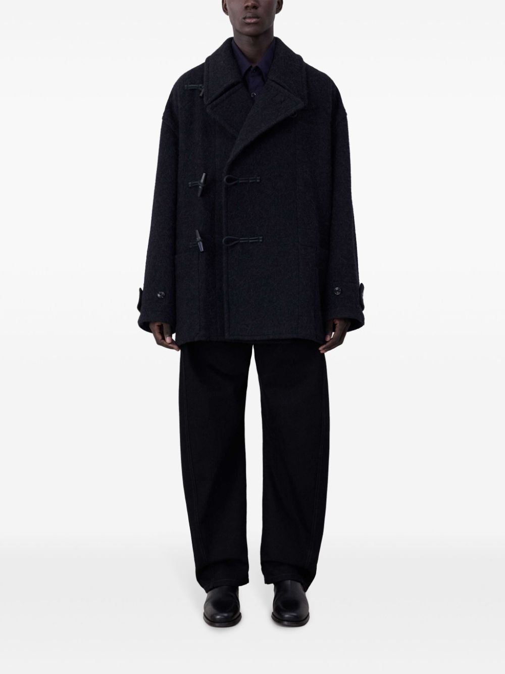 Shop Lemaire Belted Felted Duffle Jacket In Schwarz