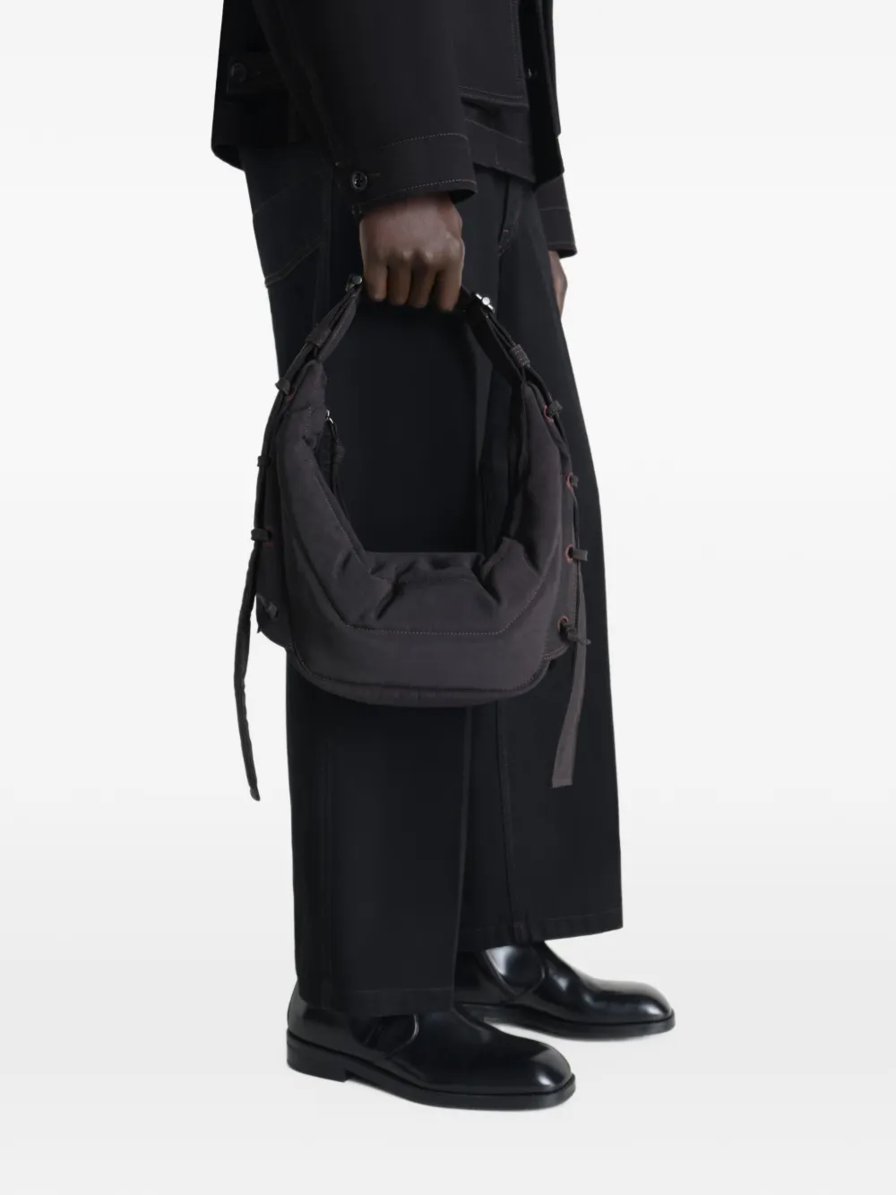 LEMAIRE Kleine Soft Game nylon canvas tas Bruin
