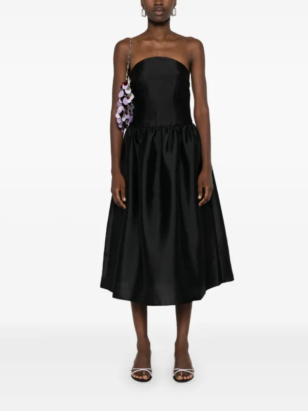 Self-Portrait Taffeta Midi Dress | Black | FARFETCH RO