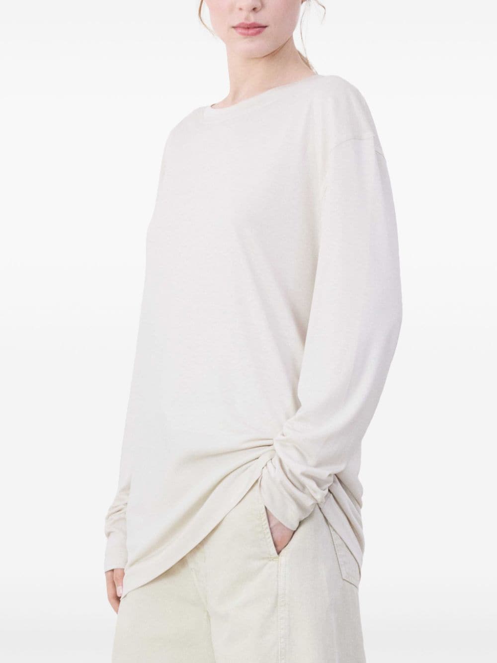 Shop Lemaire Long-sleeve Cotton T-shirt In Neutrals