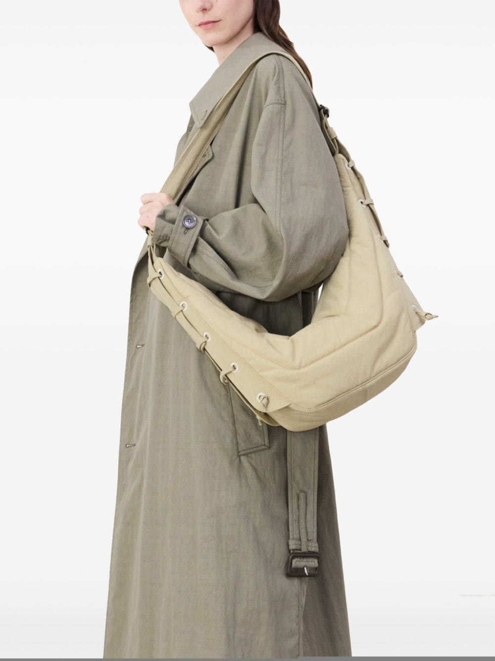 Shop Lemaire Medium Soft Game Shoulder Bag In Neutrals