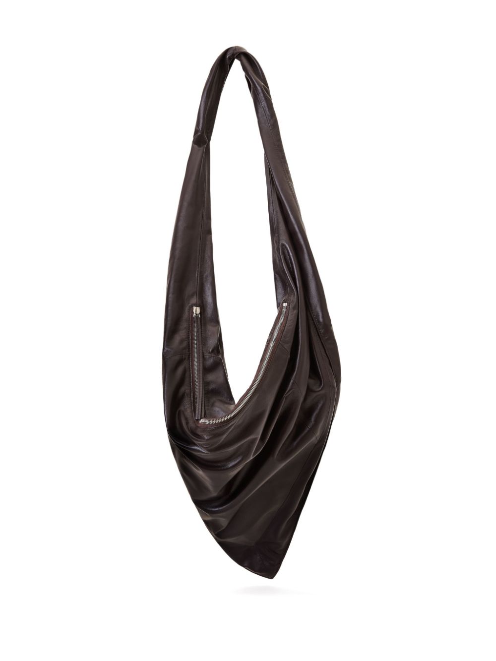 Shop Lemaire Scarf Leather Shoulder Bag In Brown