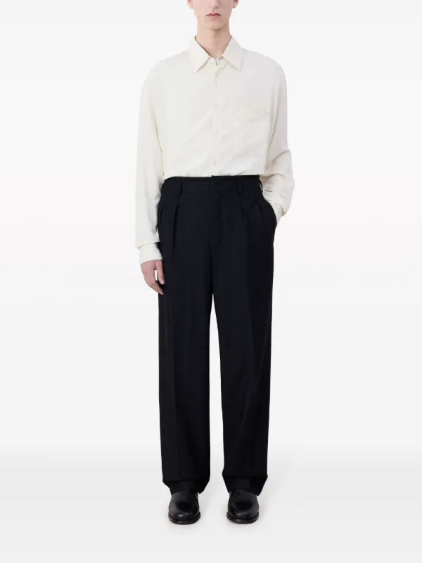 LEMAIRE 22ss スラックス 46 LEMAIRE pleat-detailing straight-leg Trousers | Grey | FARFETCH