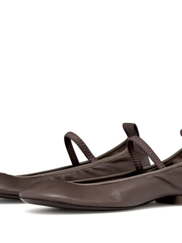 LEMAIRE square-toe Leather Ballerina Shoes | Brown | FARFETCH