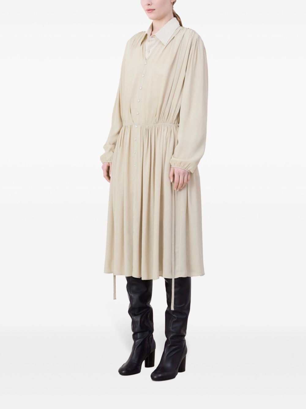 Shop Lemaire Fully-pleated Midi Dress In Neutrals