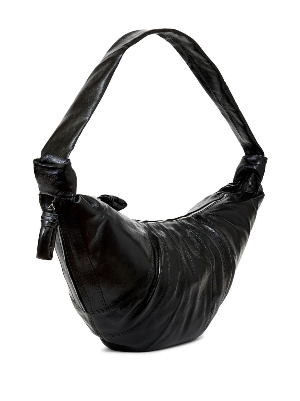 Shop Lemaire Large Croissant Leather Bag In Black