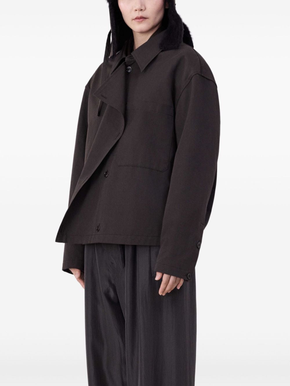 Shop Lemaire Asymmetric Box Jacket In Brown