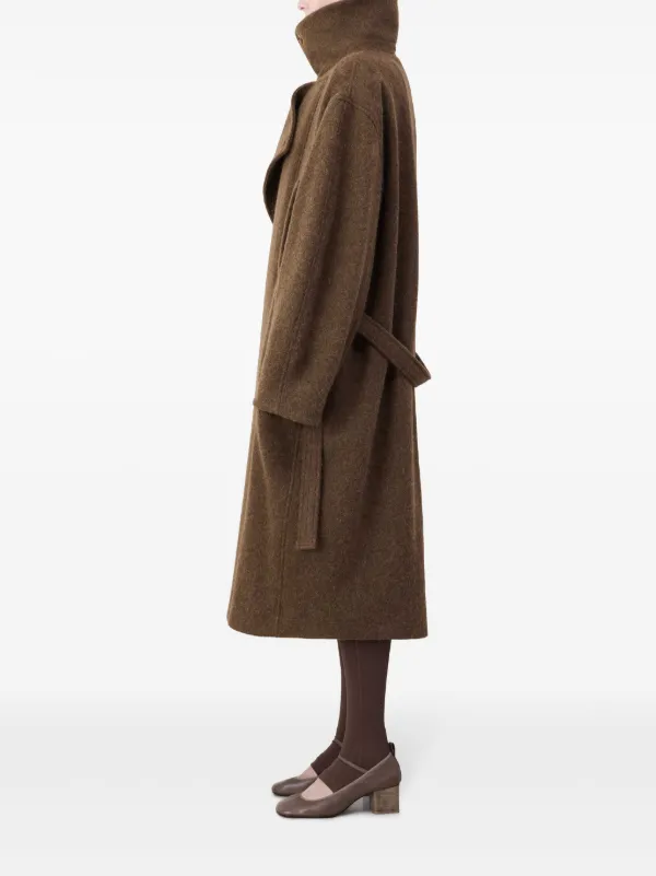 Asymmetrical belted maxi wool coat best sale