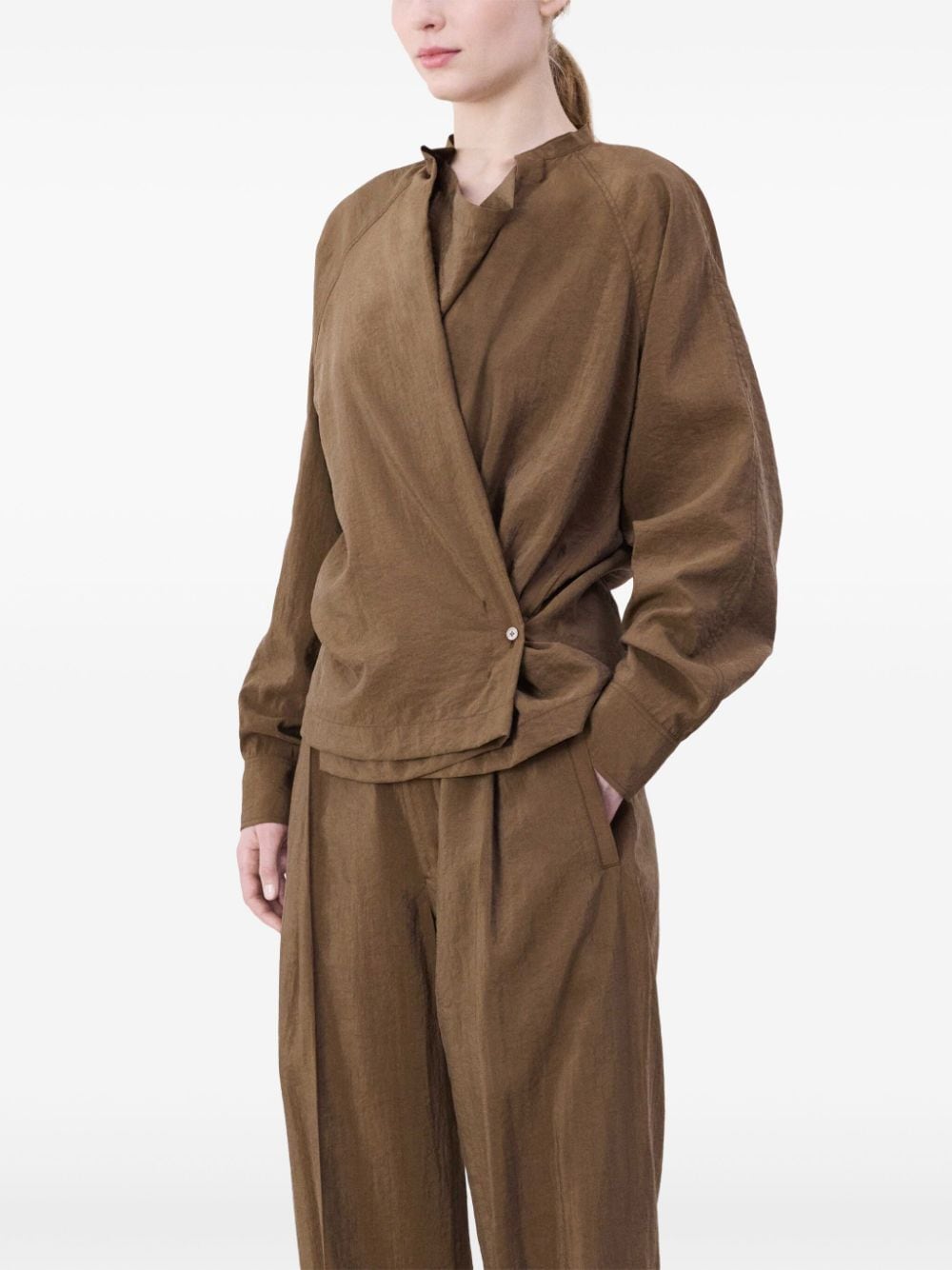 Shop Lemaire Twisted Long-sleeved Shirt In Brown