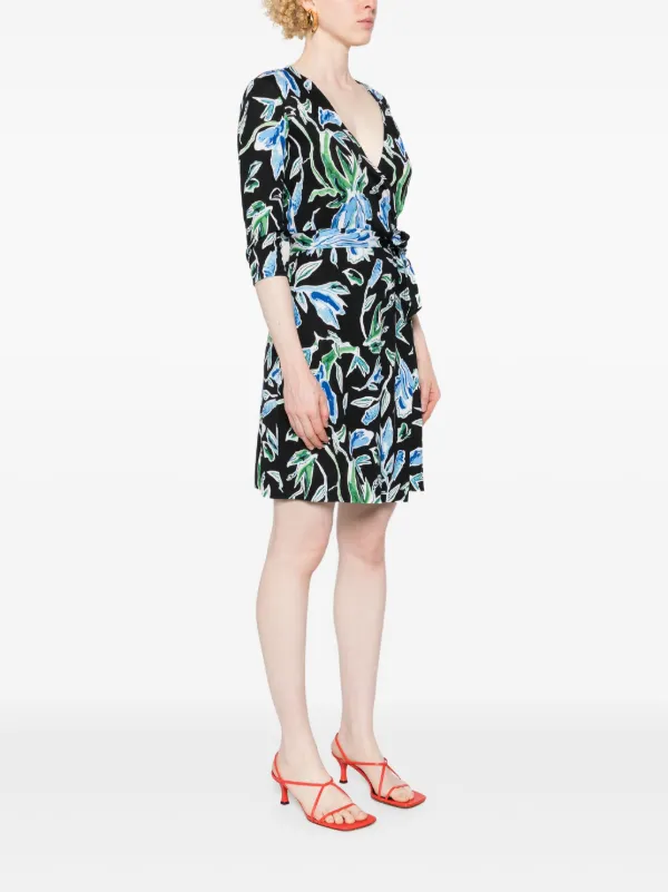 DVF Diane Von Furstenberg Julian Silk Wrap Dress Black FARFETCH AO