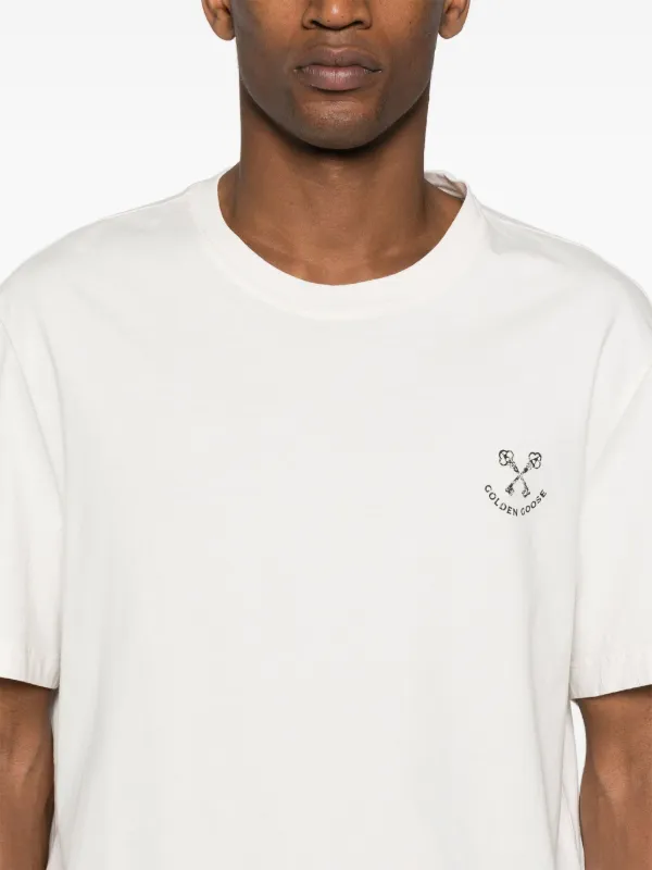 【送料&関税込】Golden Goose T-shirt With Logo Golden Goose logo-print Cotton T-shirt | White | FARFETCH GE