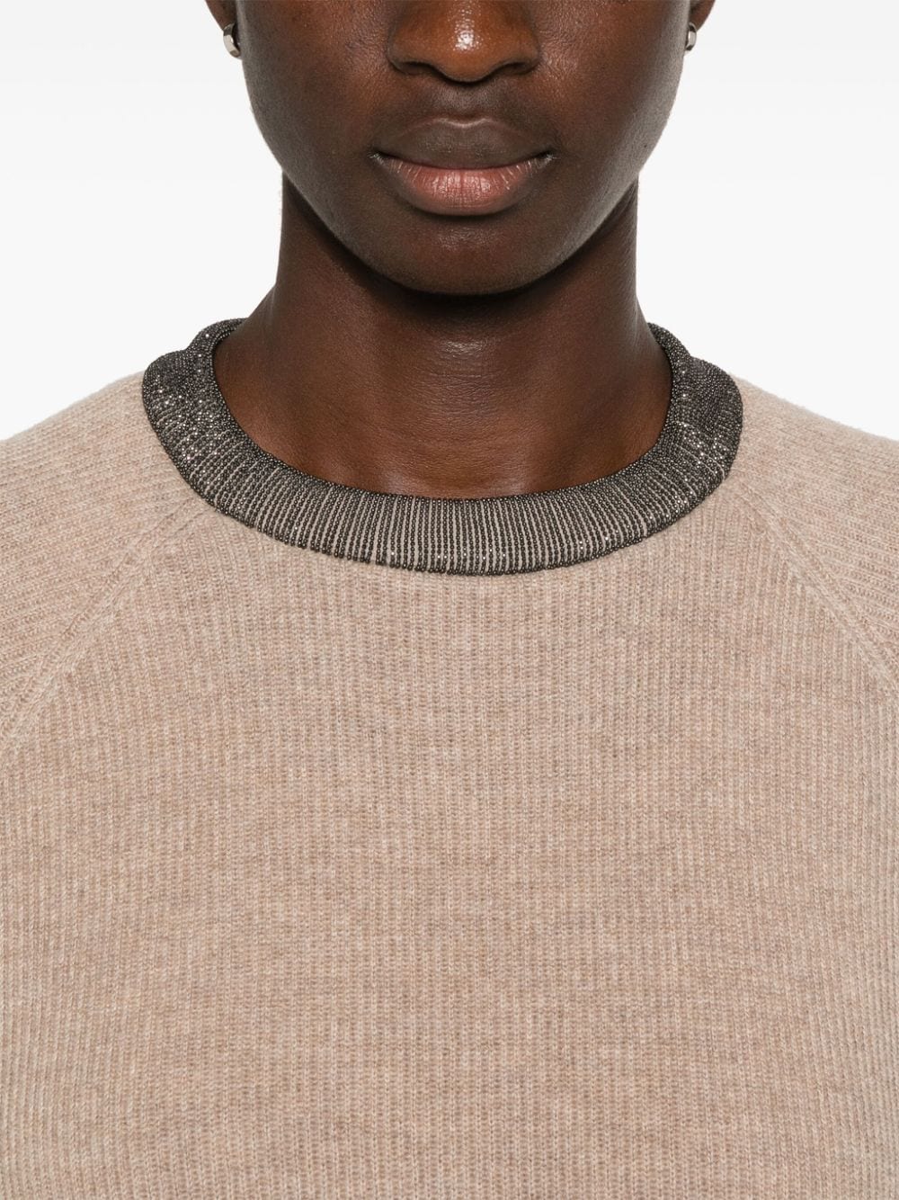 Shop Brunello Cucinelli Ribbed-knit Cashmere Sweater In Neutrals