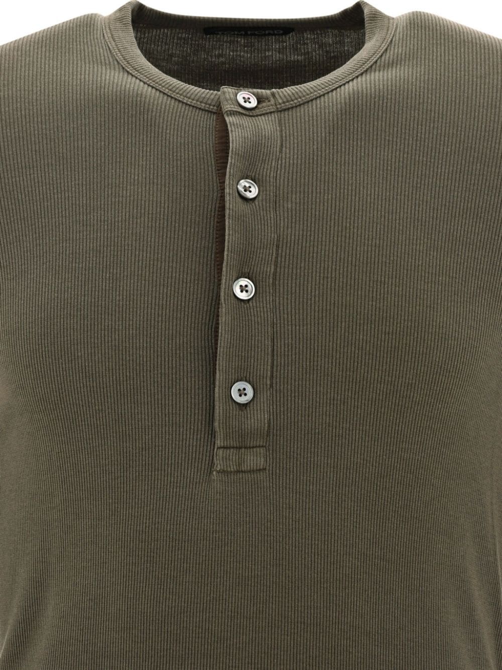 Shop Tom Ford Fine-ribbed Long-sleeve Polo Shirt In Green