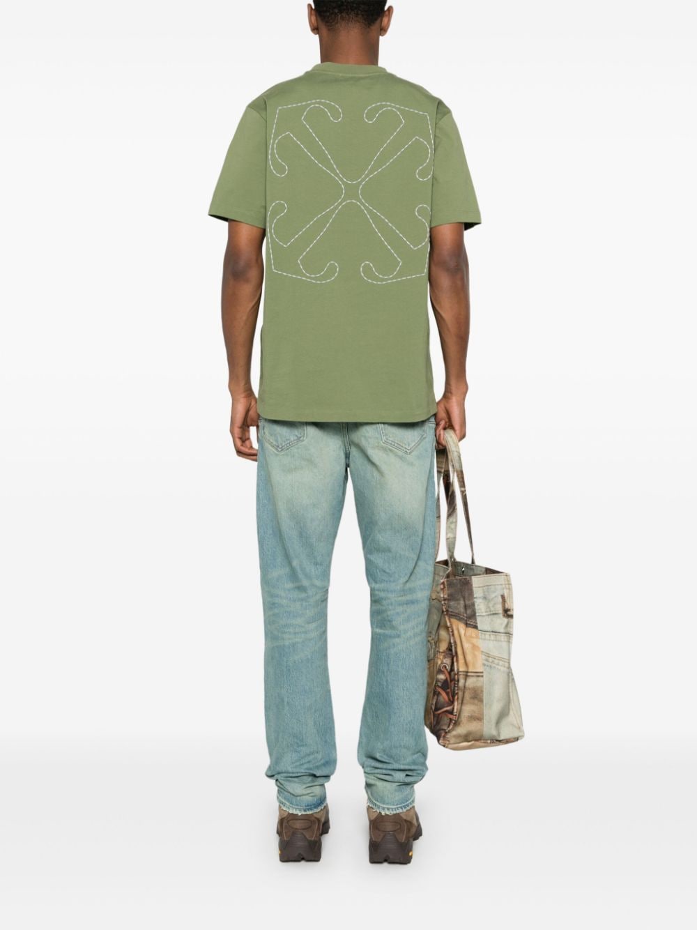 Off-White T-shirt met pijlprint - Groen