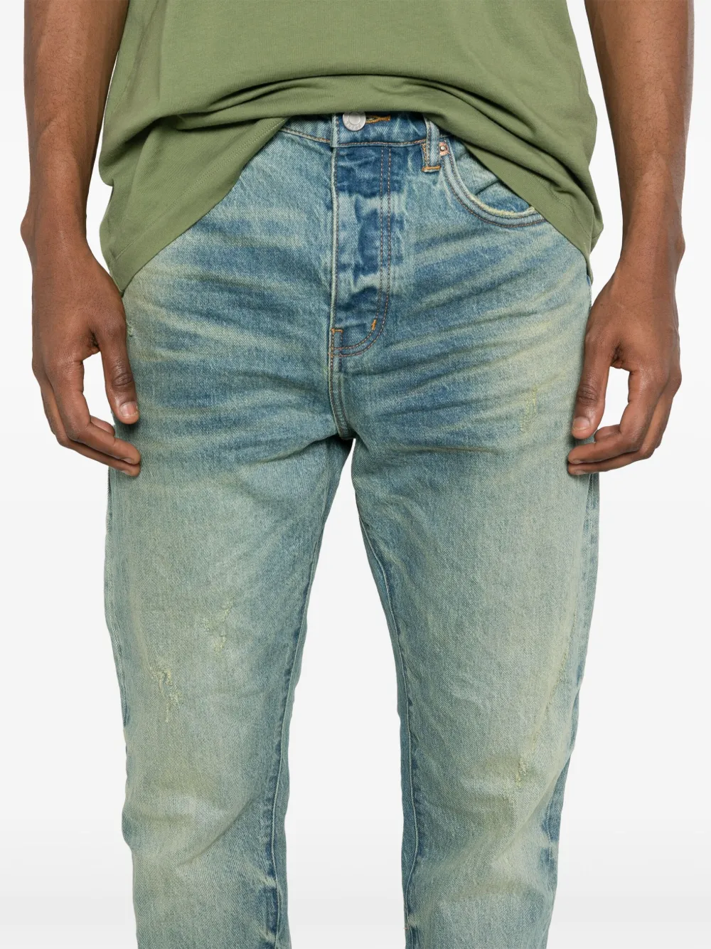 Purple Brand Jeans met toelopende pijpen Blauw