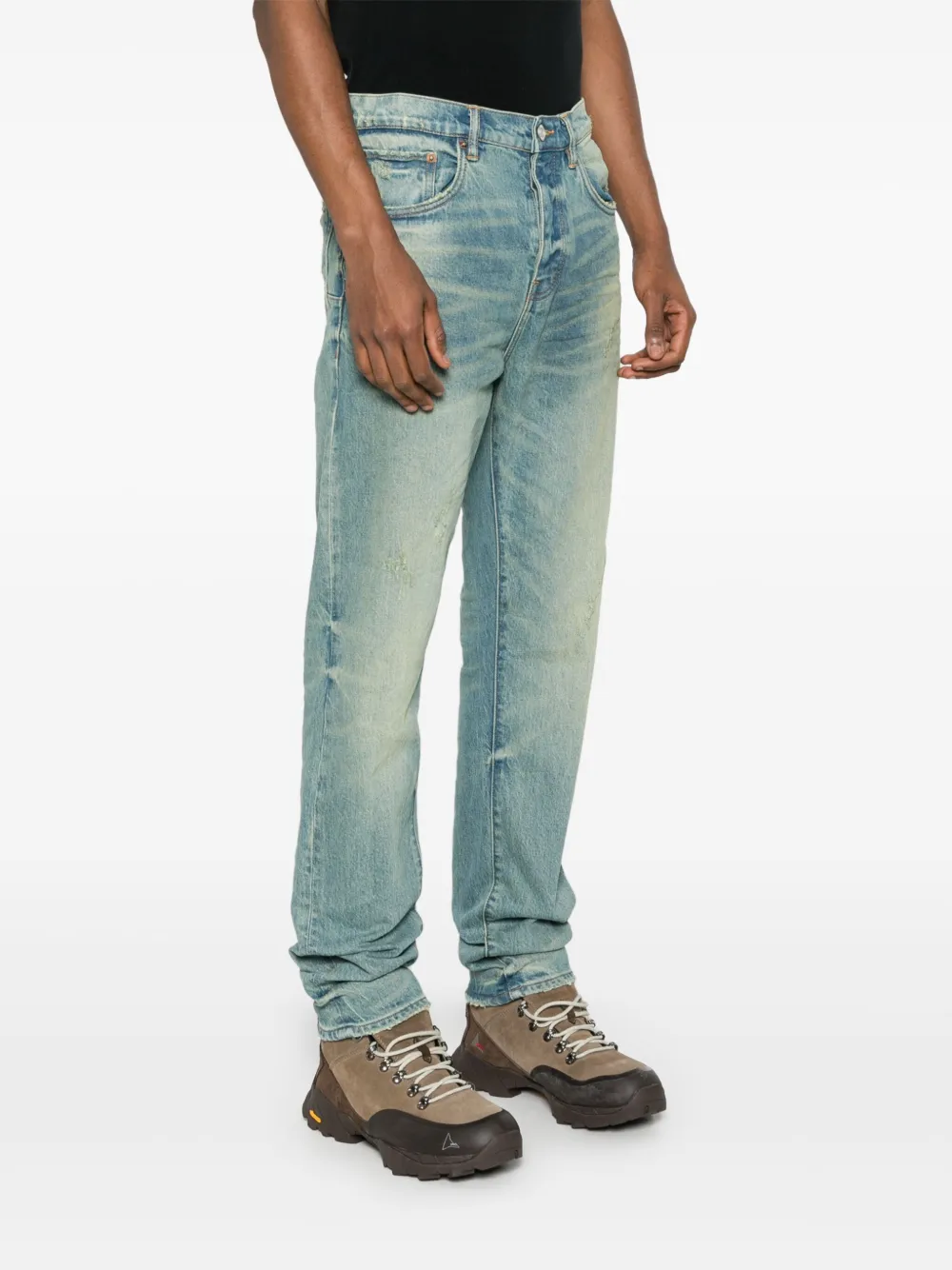 Purple Brand Jeans met toelopende pijpen Blauw