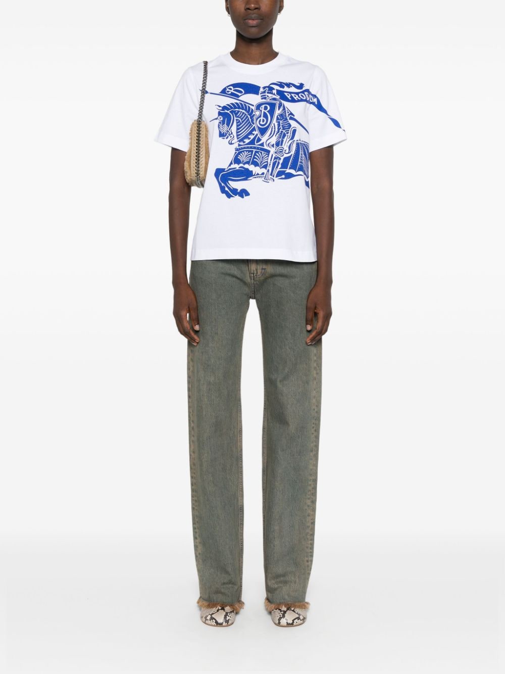 Shop Burberry Equestrian Knight-print T-shirt In White