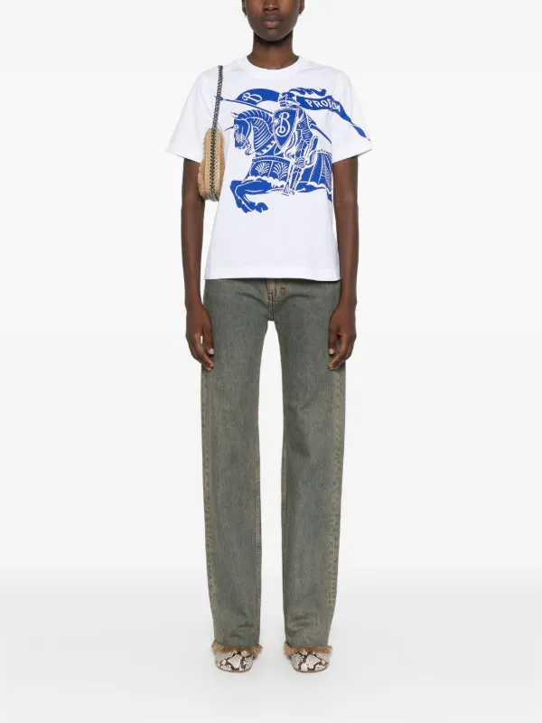 【送料&関税込】Burberry Equestrian Print T-shirt Burberry Equestrian Knight-print T-shirt | White | FARFETCH