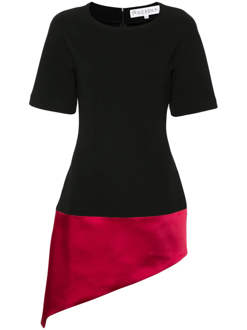 Jw Anderson Black Crew-neck Asymmetric Minidress In Schwarz