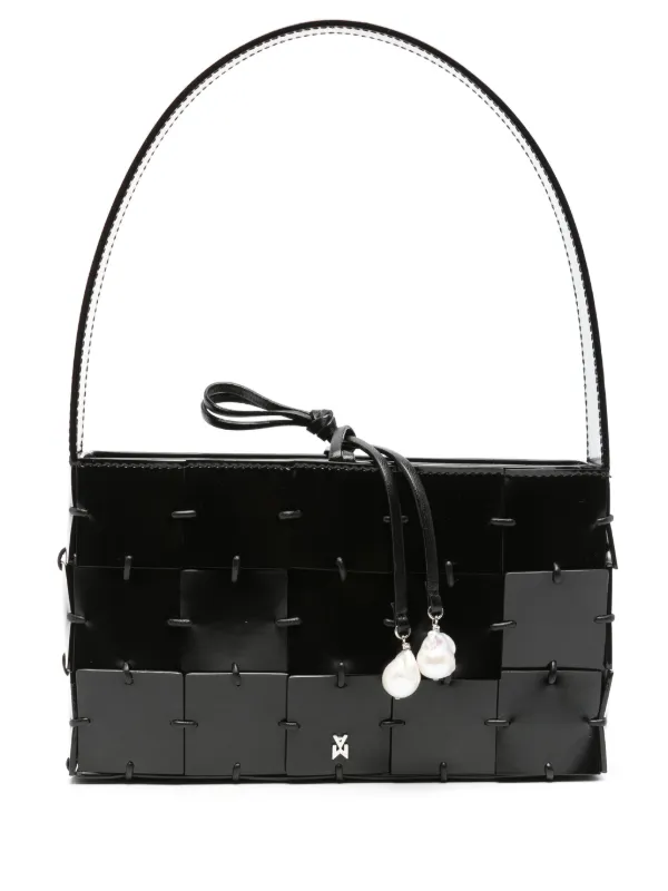 Amina Muaddi Mina Leather Tote Bag in Black