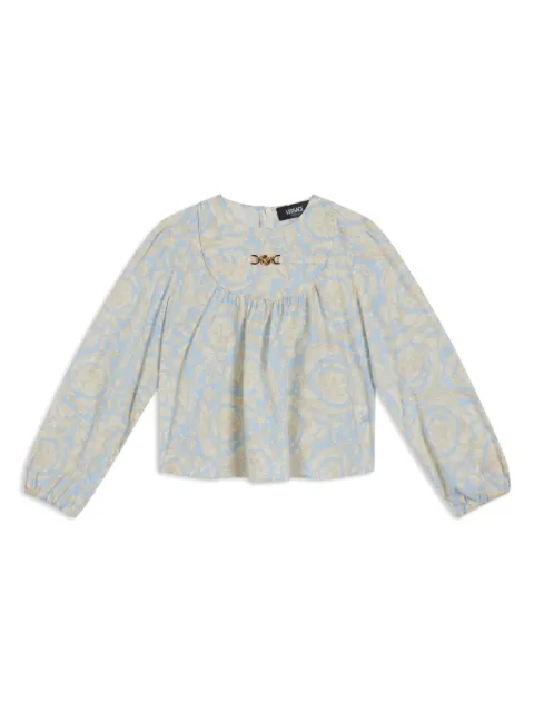 Versace Kids Barocco-print cotton blouse