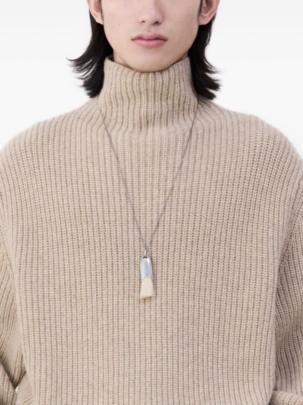 Shop Lemaire Personal Brush Necklace In Silver