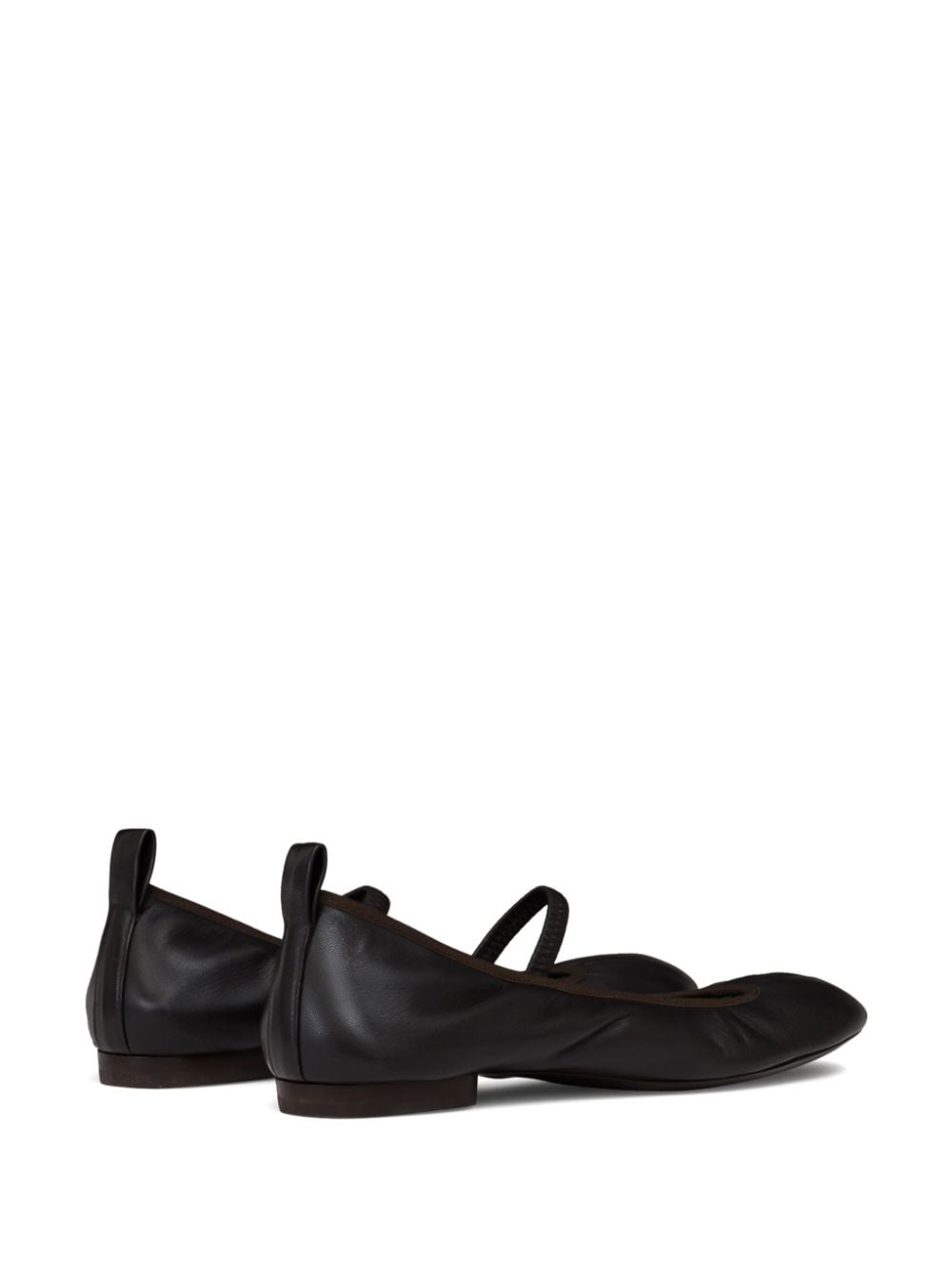 Shop Lemaire Square-toe Leather Ballerina Shoes In Brown