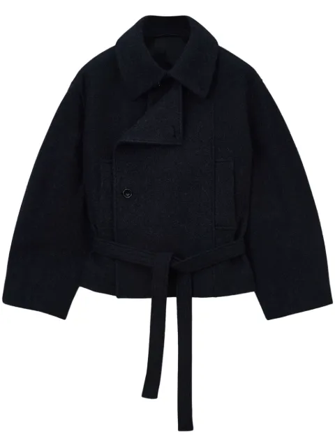 LEMAIRE cropped asymmetrical belted coat 