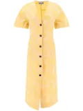 GANNI Botanical jacquard midi dress - Yellow