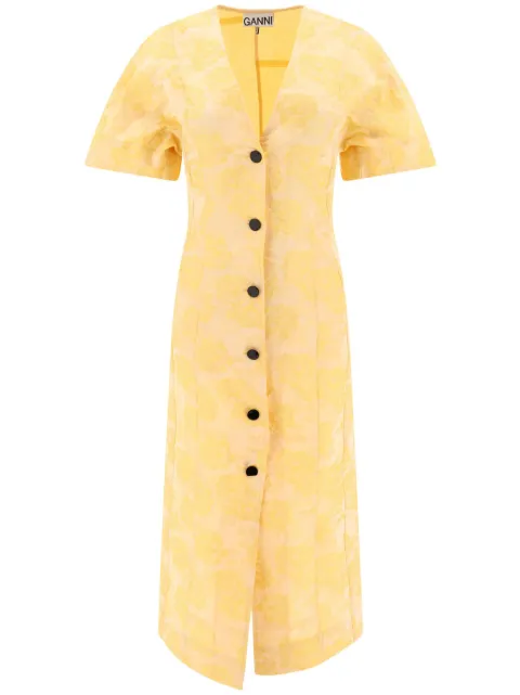 GANNI Botanical jacquard midi dress 