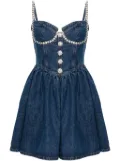 Self-Portrait gem-embellished denim mini dress - Blue